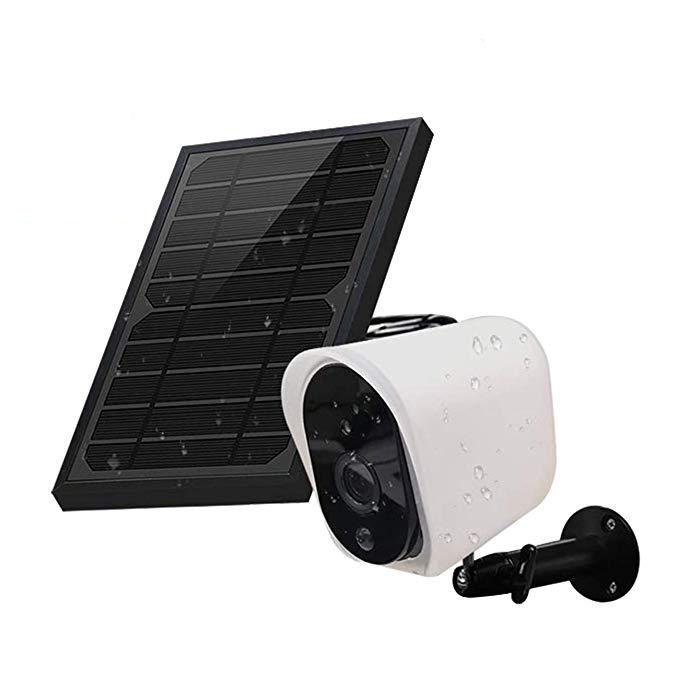 GUUDGO Wireless Solar Rechargeable Battery Powered Security IP Camera with Solar Panel, 1080p HD Waterproof Outdoor Home Surveillance with M otion Detection Two Way Audio Night Vision-Work with Alexa