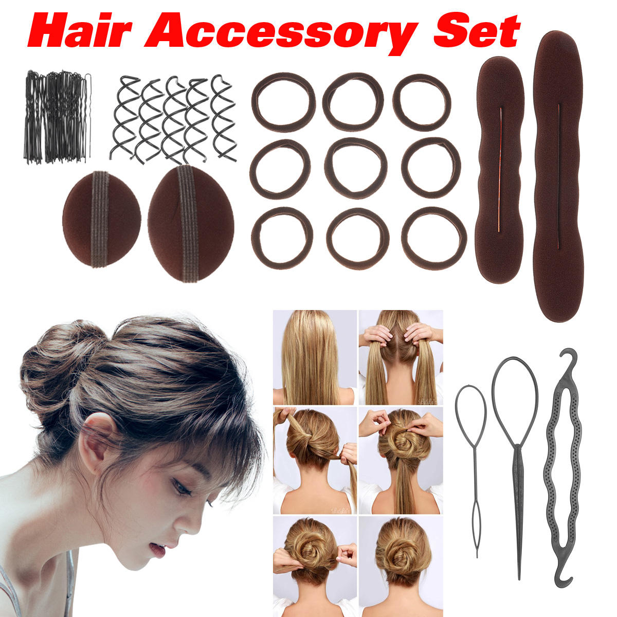 Women Girls Hair Styling Donut Former Foam French Magic Bun Maker