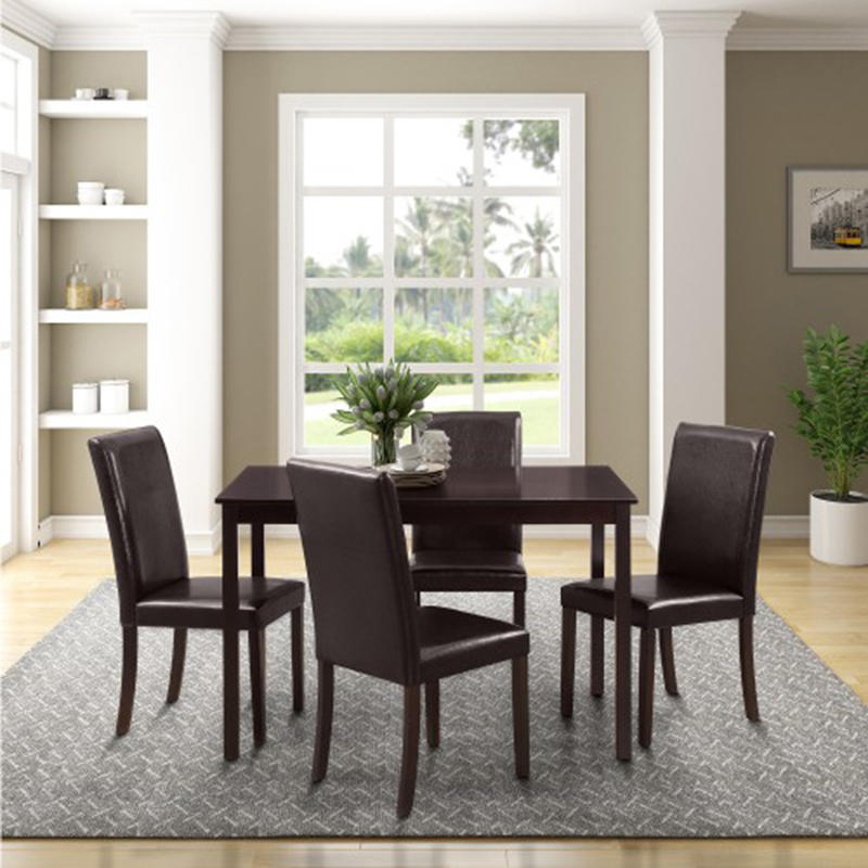 5 Piece Dining Set Table And Upholstered Wooden Chairs Kitchen Dinner Room Furniture