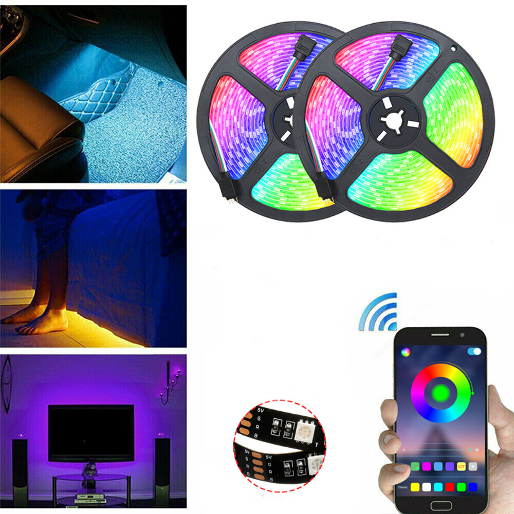 DC5V niet-waterdichte 0,5 m 2 m 3 m 5 m 5050 Bluetooth APP Controle RGB USB LED Strip Licht KTV Hotel Home Decor