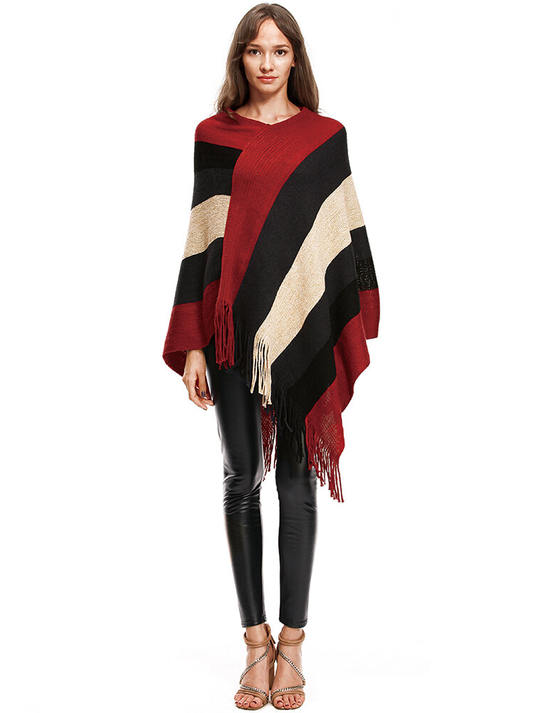 Kadın Uzun &Ouml;rme Triko Kazak Gevşek Batwing Kılıflı Pan&ccedil;o