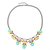 Crystal Flower Pendant Statement Necklace Metal Chain Choker Necklace 