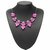 Crystal Flower Pendant Statement Necklace Metal Chain Choker Necklace 