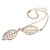 Vintage Gold Silver Big Leaf Pendant Clavicle Chain Necklace For Women