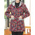 Vintage Women Floral Print Patchwork Button Long Sleeve Hooded Coats