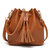 Women PU Leather Drawstring Bucket Bags Retro Tassel Shoulder Bags Crossbody Bags
