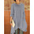 Loose Women Long Sleeve Pure Color Asymmetrical Hem Blouse