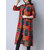 Folk Style Women Long Sleeve Printed Buttons Long Coat