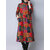 Folk Style Women Long Sleeve Printed Buttons Long Coat