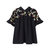 Sexy Women Short Sleeve Floral Embroidery Mesh Splice Blouse