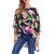 Women O-neck Floral Print Batting Sleeve Irregular Blouse