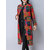 Folk Style Women Long Sleeve Printed Buttons Long Coat