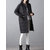 Women Winter Warm Black Long Sleeve Button Mid Long Coats
