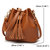 Mulheres PU Leather Drawstring Bucket Bolsas Retro Tassel Ombro Bolsas Crossbody Bolsas