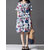 Vintage Women Loose Printing Short Sleeve Elegant Dress