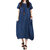 Casual Women Loose Denim Pockets Lantern Maxi Dress