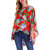 Mulheres O-pesco&ccedil;o Floral Print Batting Sleeve Blusa Irregular
