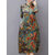 Vintage Mulheres Floral Printed Long Sleeve Stand Collar Vestido Midi