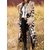 Women Long Sleeve Fur Collar Print Midi Coats