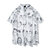 Women Short Sleeve Graffiti Printed Hawaii Beach Casual Blouse