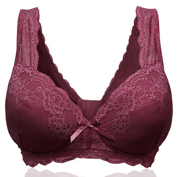 Grande Taille de Soutien-gorge en Dentelle sans Armature Sexy Soutien-gorge &agrave; Rassembler Douce Mince Soutien-gorge de Gilet pour les Femmes