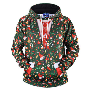 Mens&nbsp;Weihnachten&nbsp;Hooded&nbsp;Printing&nbsp;Fit&nbsp;Overhead Sweatshirt