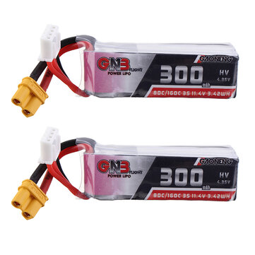 2Pcs Gaoneng GNB 11.4V 300mAh 80C 3S XT30 Plug Lipo Battery for URUAV UR85/UR85HD Mobula7 HD Sailfly-X RC Drone