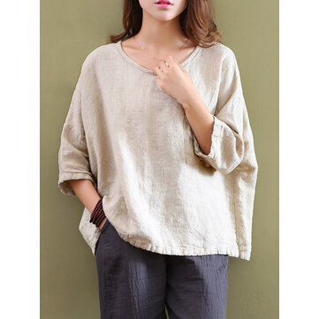 Casual Женское ​​Pure Color Pocket 3/4 Хлопчатобумажные втулки