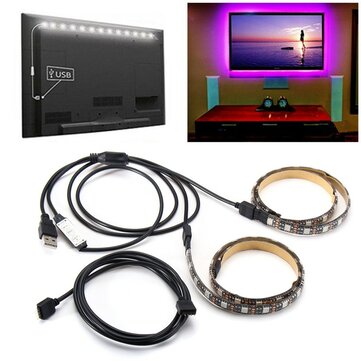2PCS 50cm 5V 5050 Kit de Lumin&aacute;ria Festa Fundo TV Barra Fita de L&acirc;mpada LED USB RGB Imperme&aacute;vel