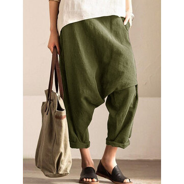 Saf Renkli Cep Casual Kadın Harem Pantolon