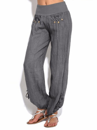 Женское Повседневная высокая талия Чистая кнопка цвета Yoga Гарем Брюки