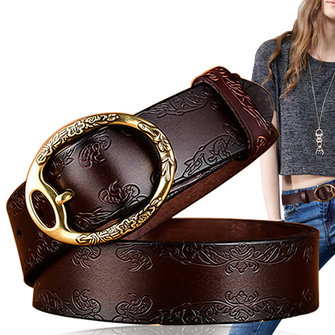 100CM Women Retro Printed Leather  Carved Jeans Belts