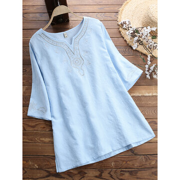 Women Loose Embroidered Short Sleeved T-Shirts