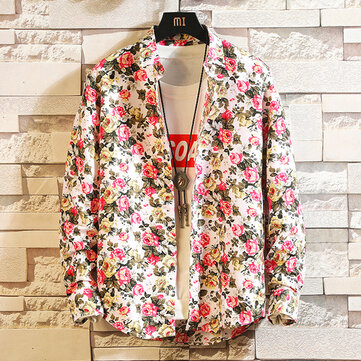 Mens Square Collar Printing 100% Polyester Shirts