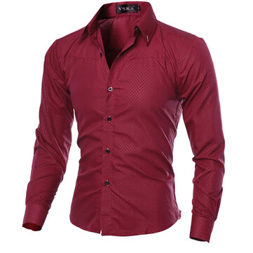 Camicia da Uomo Slim Fit S-3XL Maniche Lunghe di Tessuto a Quadretti