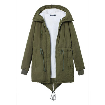 Damen Winter Warm Fleece Kapuzen Fleece Baumwolle Outdoor M&auml;ntel