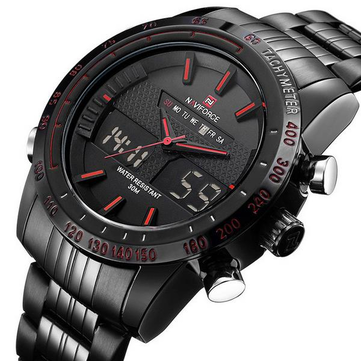 NAVIFORCE NF9024 Milit&auml;r Dual Display Wochen Datum M&auml;nner Herren Armbanduhr