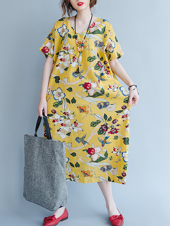 Damesvestenjurk met korte mouwen en losse, losse v-hals