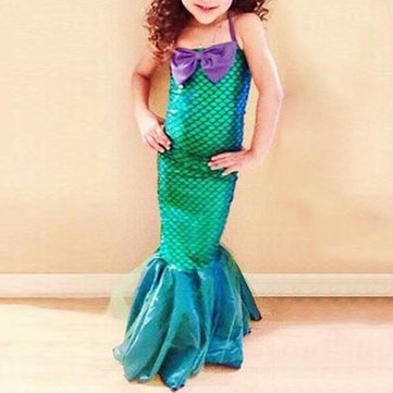 Meninas sereia cosplay vestido 4y-12y