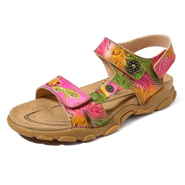 SOCOFY&nbsp;Soft&nbsp;Handgemaakte&nbsp;lederen&nbsp;sandalen&nbsp;met echt leer