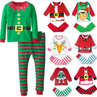 Inverno natal crianças miúdos bebê crianças de algodão Santa do Xmas presentes terno pijama roupa de dormir dormir roupas de cama