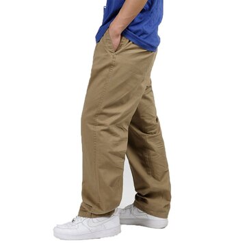 Mens elastische taille katoenen rechte been casual cargo broek
