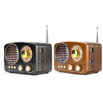 Potable 5W Retro Wireless Bluetooth Mini HIFI Głośnik Stereo Hansfree Zestaw słuchawkowy Wsparcie FM AM SW USB AUX TF Card