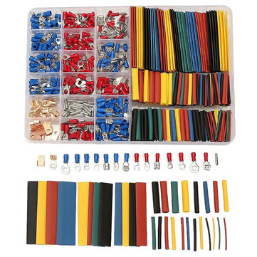 350pcs PVC Terminal Blocks Wire Terminals Connectors+328pcs Heat Shrink Tube with Storage Box
