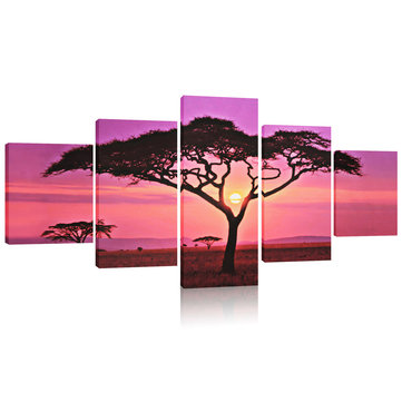 Grand Coucher De Soleil Et Arbre Impression Sur Toile Peintures Murales Tableau Cadre Décorations Pour La Maison