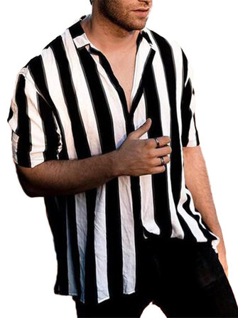 メンズニューファッショントレンディな黒の半袖シャツ