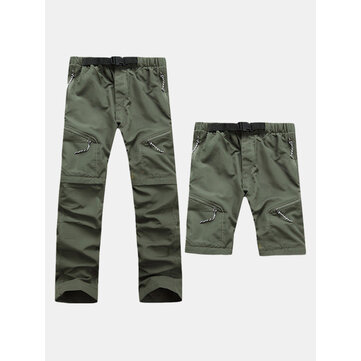 Быстрая сушка на открытом воздухе два съемных шорты Брюки мужская эластичная талия шнурок восхождение походные брюки