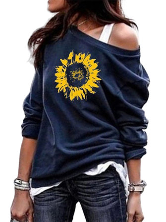 Flower Print Casual Sweatshirt