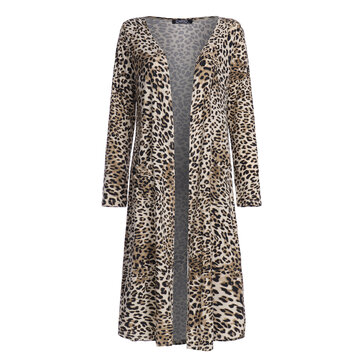 Luipaardslang met lange mouwen, bedrukte open voorkant