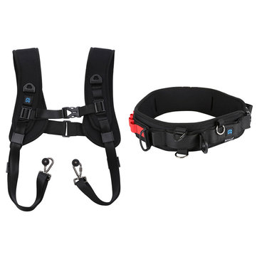 PULUZ 2 in 1 Multi-functional Bundle Waistband Strap + Double Shoulders Strap Kits with Hook for SLR/DSLR FPV Camera